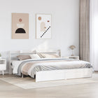 Bedframe 200x200 cm massief grenenhout wit met hoofdeinde