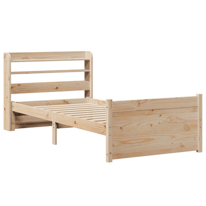 Bedframe met hoofdbord massief grenenhout 75x190 cm