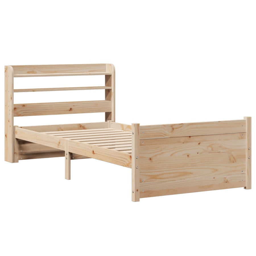 Bedframe met hoofdbord massief grenenhout 75x190 cm