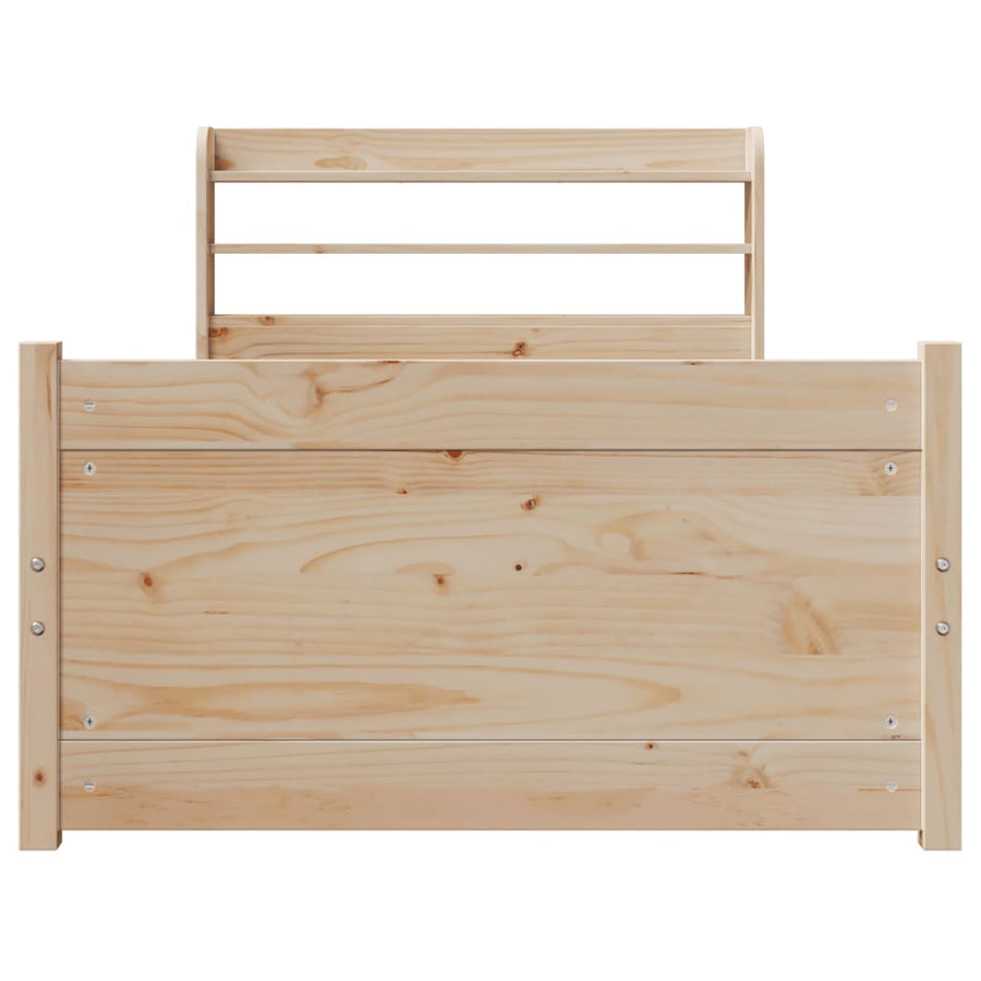 Bedframe met hoofdbord massief grenenhout 75x190 cm