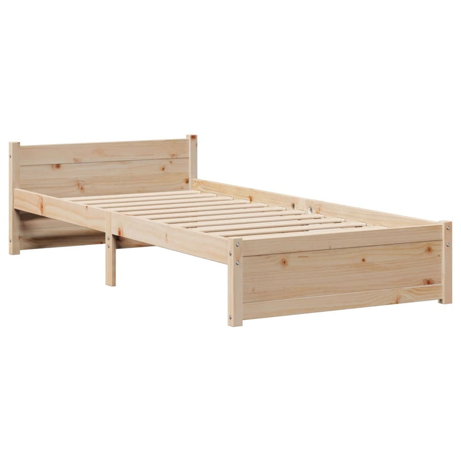 Bedframe met hoofdbord massief grenenhout 75x190 cm