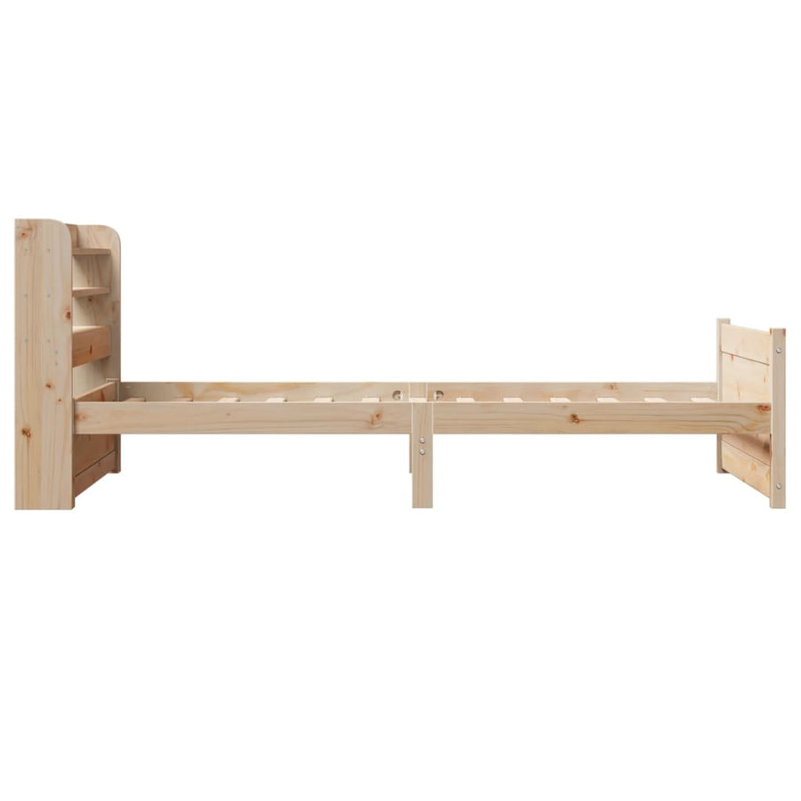 Bedframe met hoofdbord massief grenenhout 75x190 cm