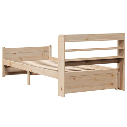 Bedframe met hoofdbord massief grenenhout 75x190 cm