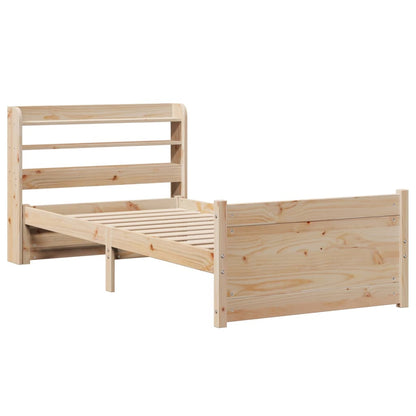 Bedframe Met Hoofdbord Massief Grenenhout 90 x 190 cm Bruin