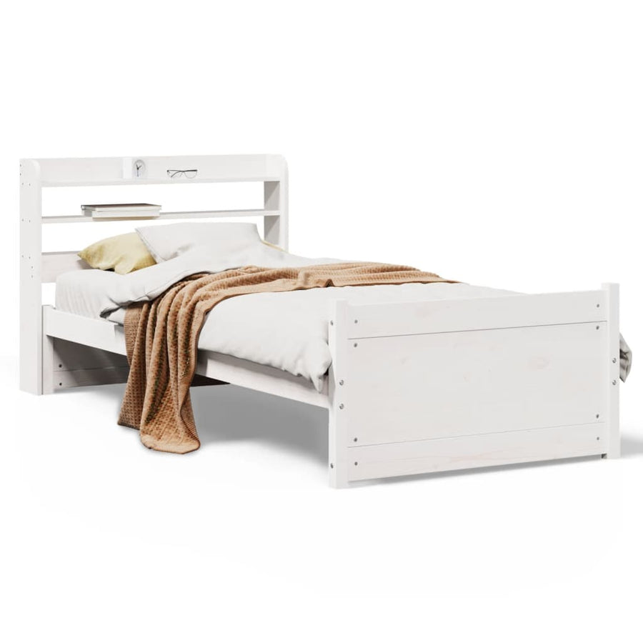 Bedframe met hoofdeinde zonder matras 90x190 cm wit
