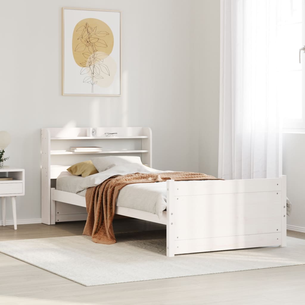 Bedframe met hoofdeinde zonder matras 90x190 cm wit