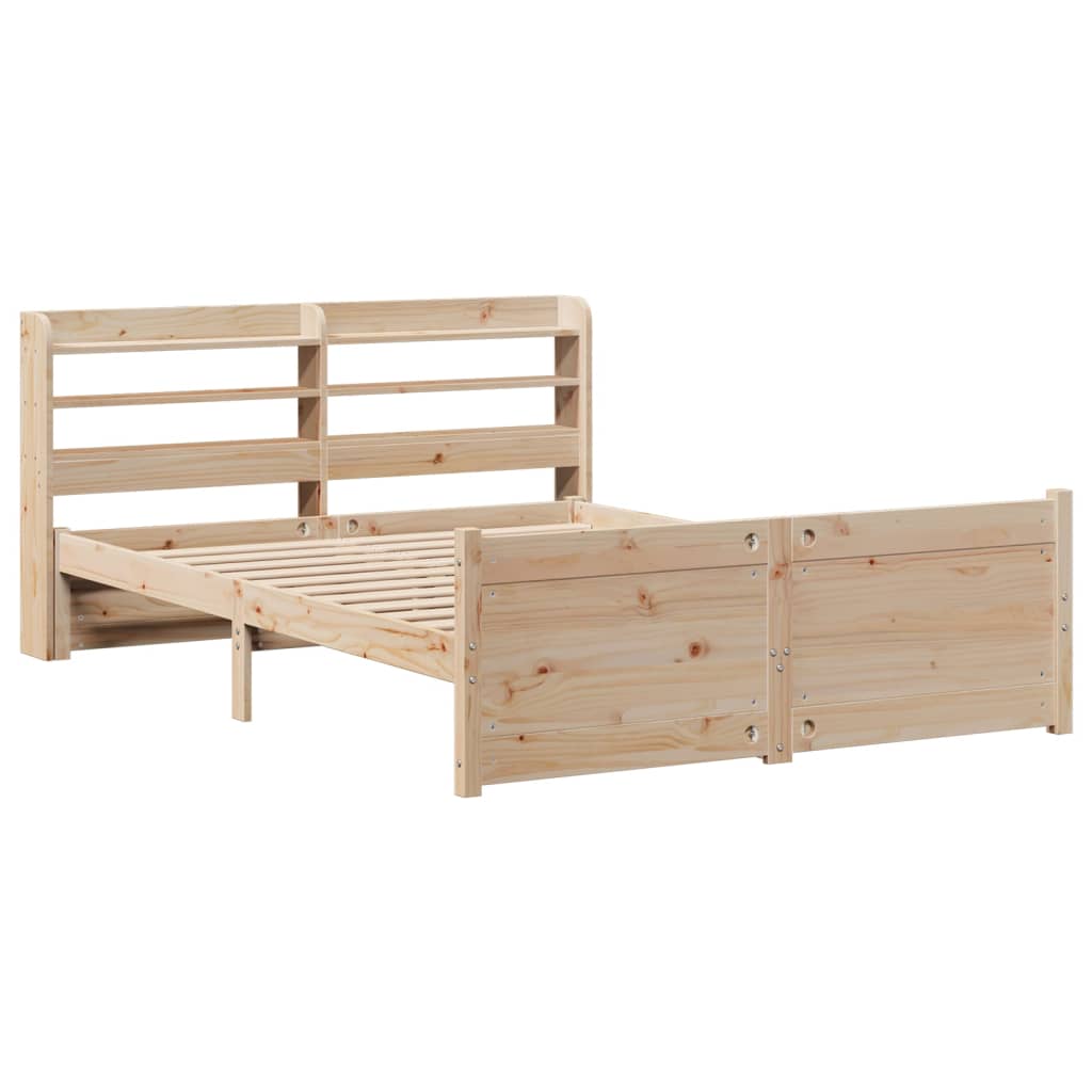 Bedframe Met Hoofdbord Massief Grenenhout 135 x 190 cm Bruin