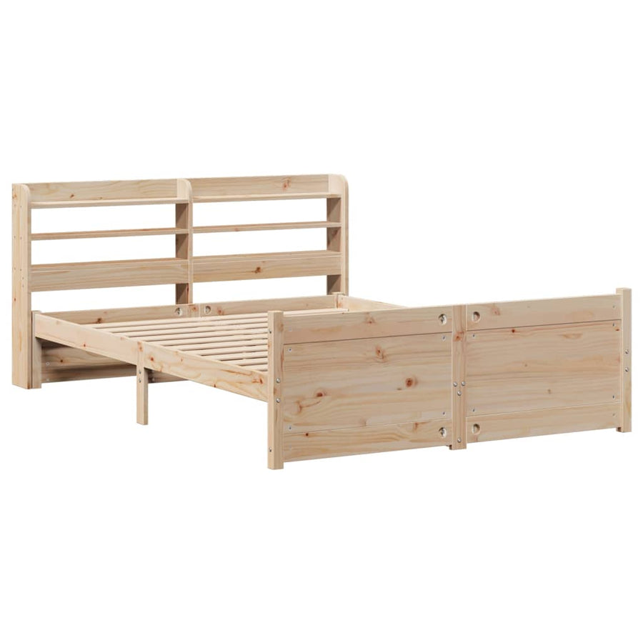Bedframe Met Hoofdbord Massief Grenenhout 135 x 190 cm Bruin
