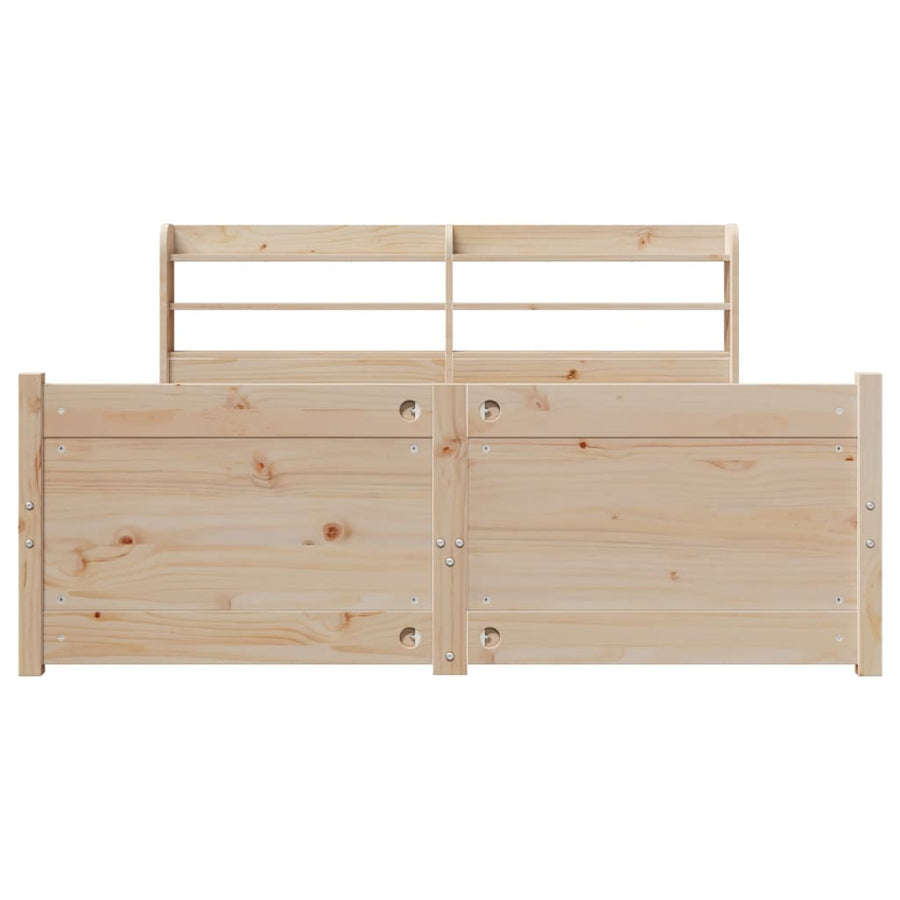 Bedframe Met Hoofdbord Massief Grenenhout 135 x 190 cm Bruin