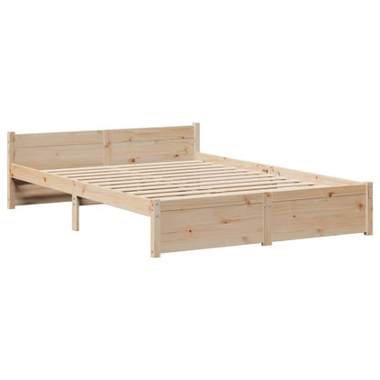 Bedframe Met Hoofdbord Massief Grenenhout 135 x 190 cm Bruin