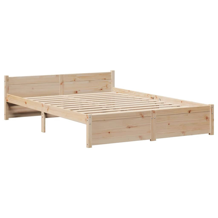 Bedframe Met Hoofdbord Massief Grenenhout 135 x 190 cm Bruin