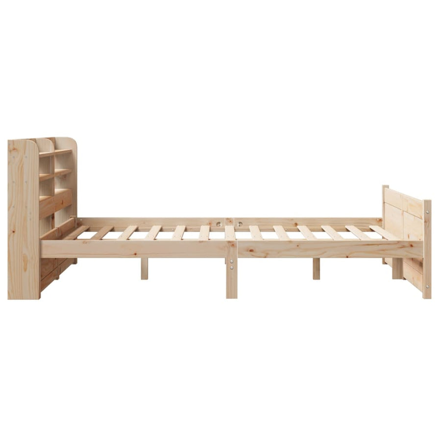 Bedframe Met Hoofdbord Massief Grenenhout 135 x 190 cm Bruin