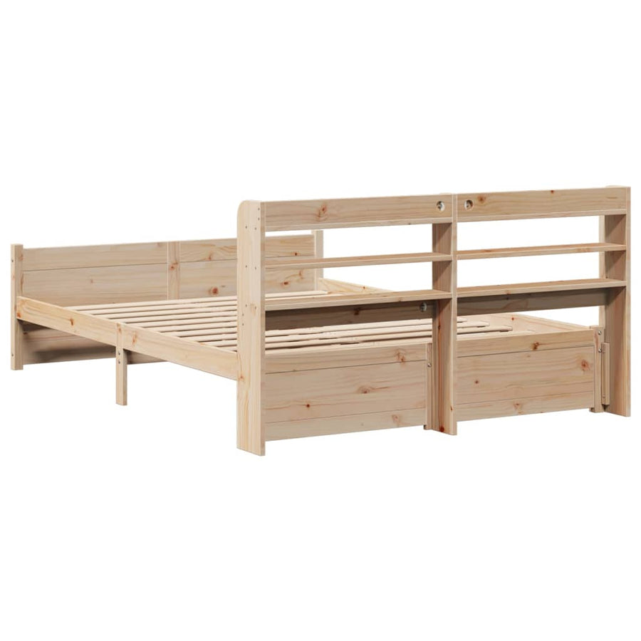 Bedframe Met Hoofdbord Massief Grenenhout 135 x 190 cm Bruin