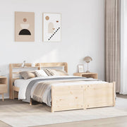 Bedframe massief grenenhout 135x190 cm met hoofdbord