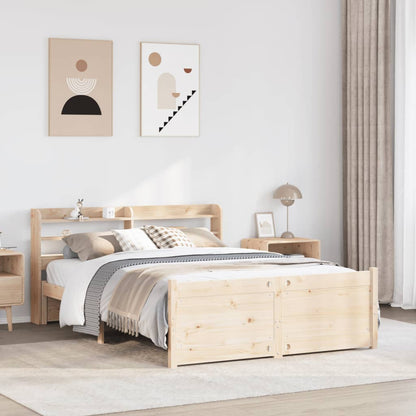 Bedframe Met Hoofdbord Massief Grenenhout 135 x 190 cm Bruin