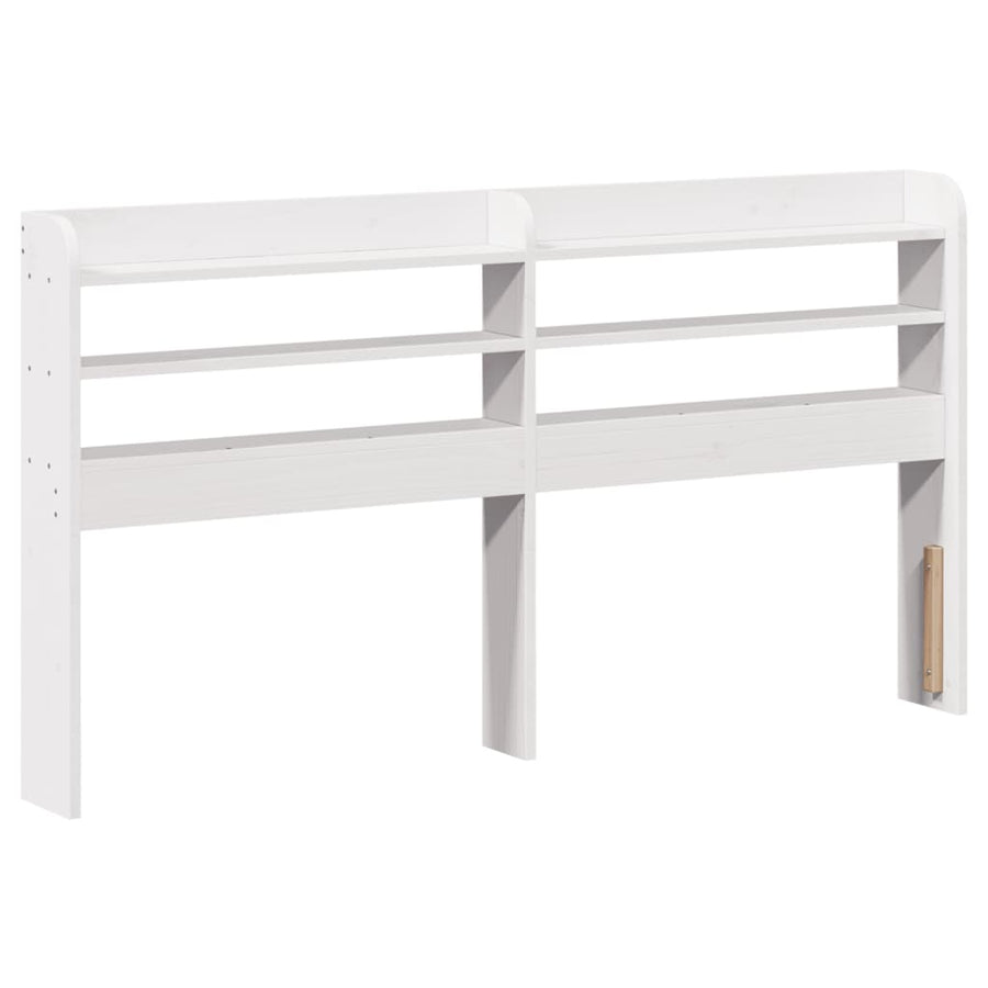 Bedframe met hoofdbord massief grenenhout wit 135x190 cm