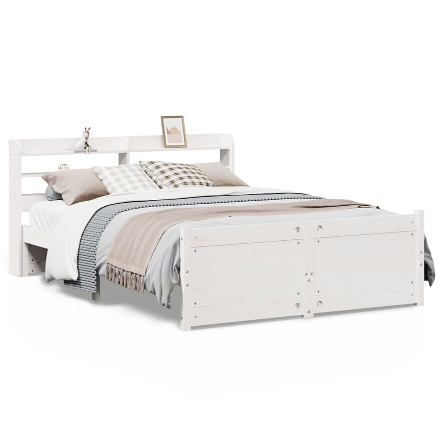 Bedframe met hoofdeinde zonder matras 140x190 cm wit