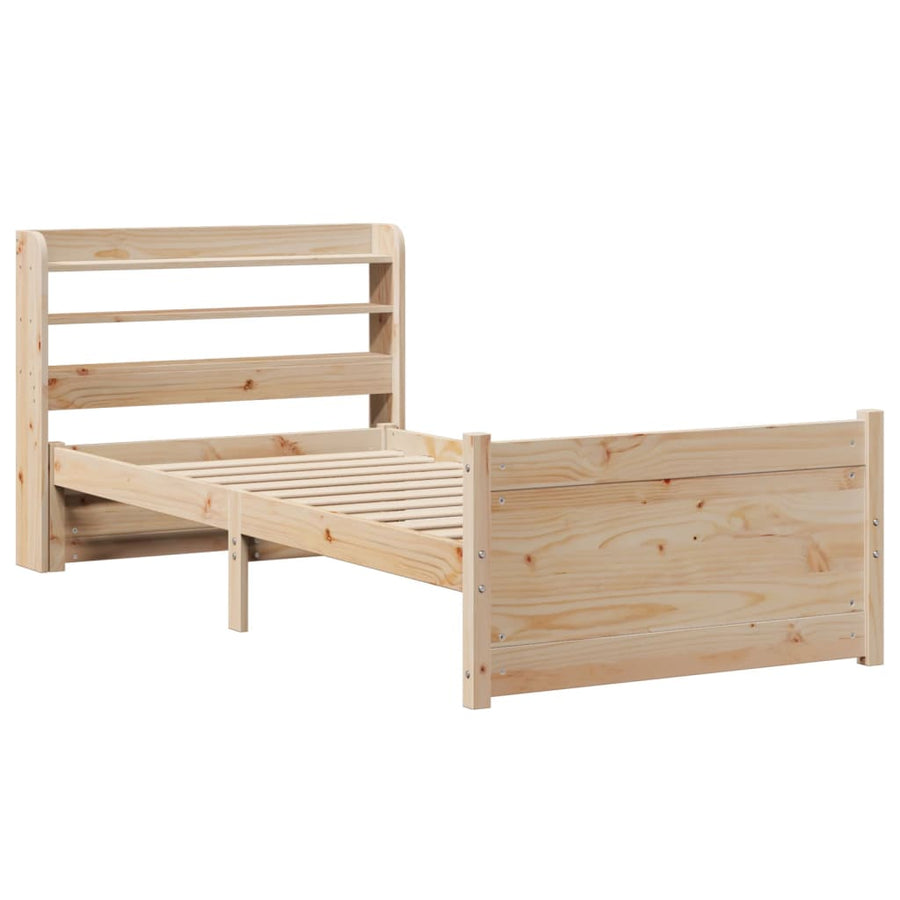 Bedframe Met Hoofdbord Massief Grenenhout 90 x 200 cm Bruin