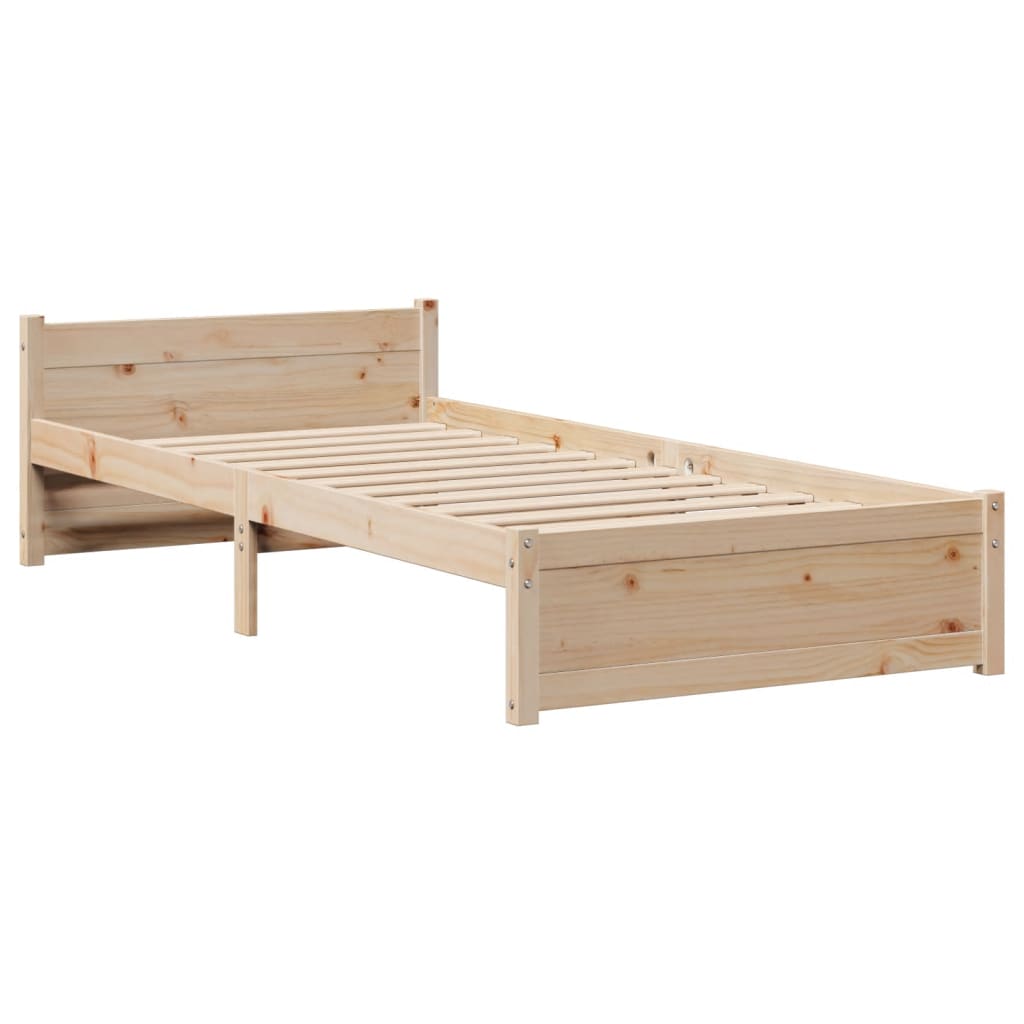 Bedframe Met Hoofdbord Massief Grenenhout 90 x 200 cm Bruin