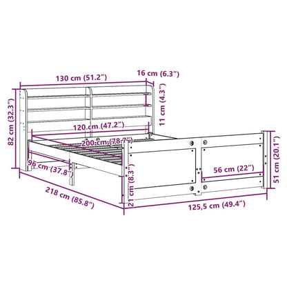 Bedframe met hoofdeinde zonder matras 120x200 cm wit