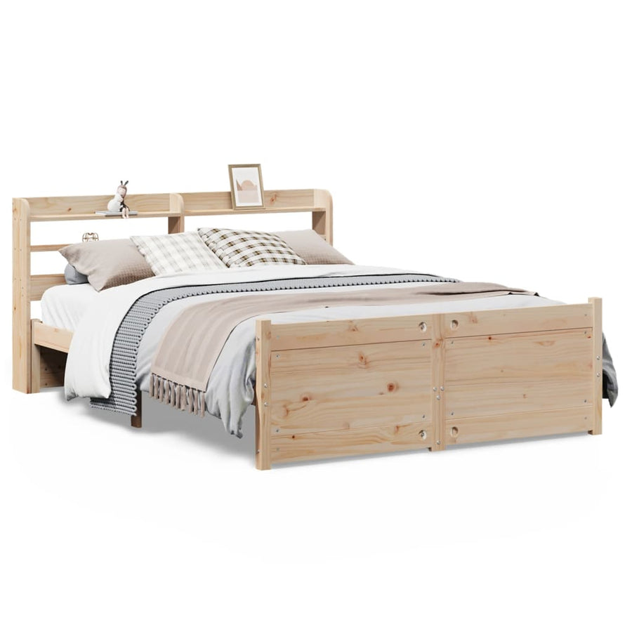 Bedframe met hoofdbord massief grenenhout 150x200 cm