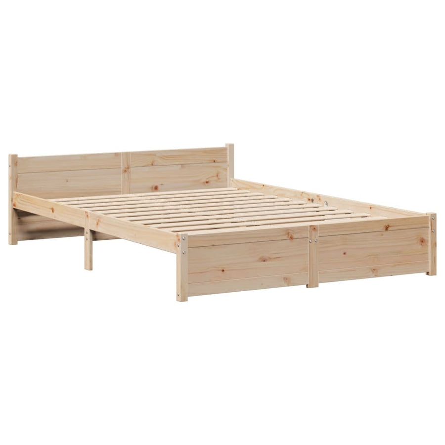 Bedframe met hoofdbord massief grenenhout 150x200 cm