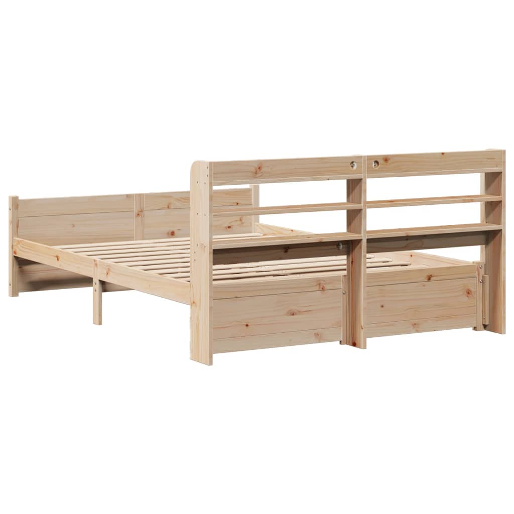 Bedframe met hoofdbord massief grenenhout 150x200 cm