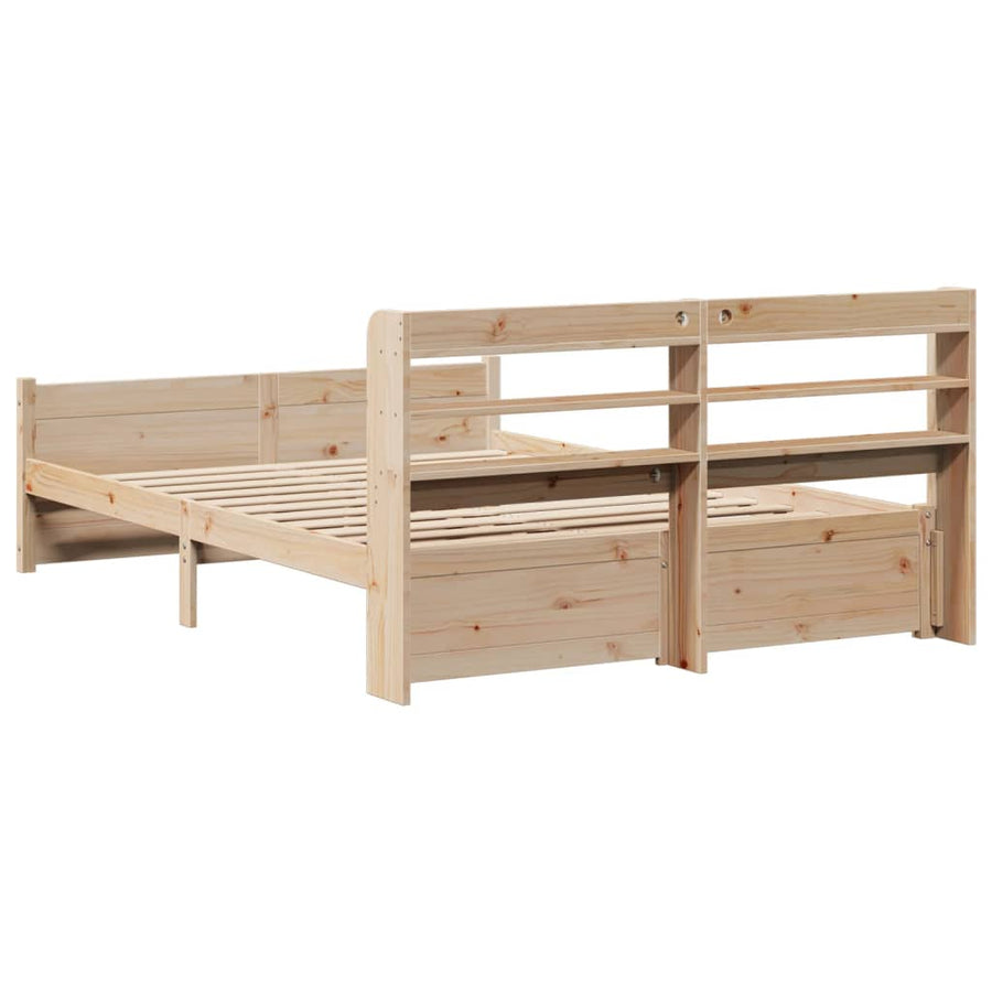 Bedframe met hoofdbord massief grenenhout 150x200 cm