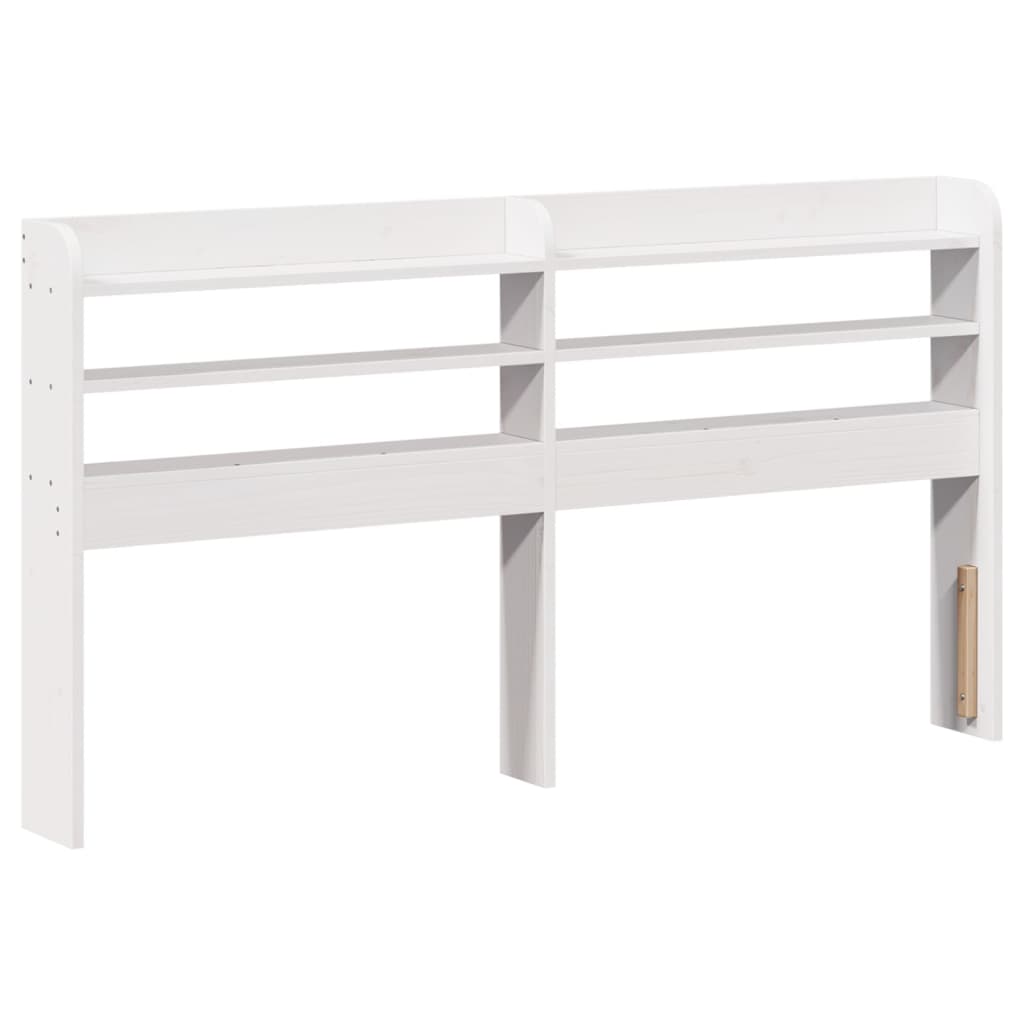 Bedframe met hoofdbord massief grenenhout wit 150x200 cm