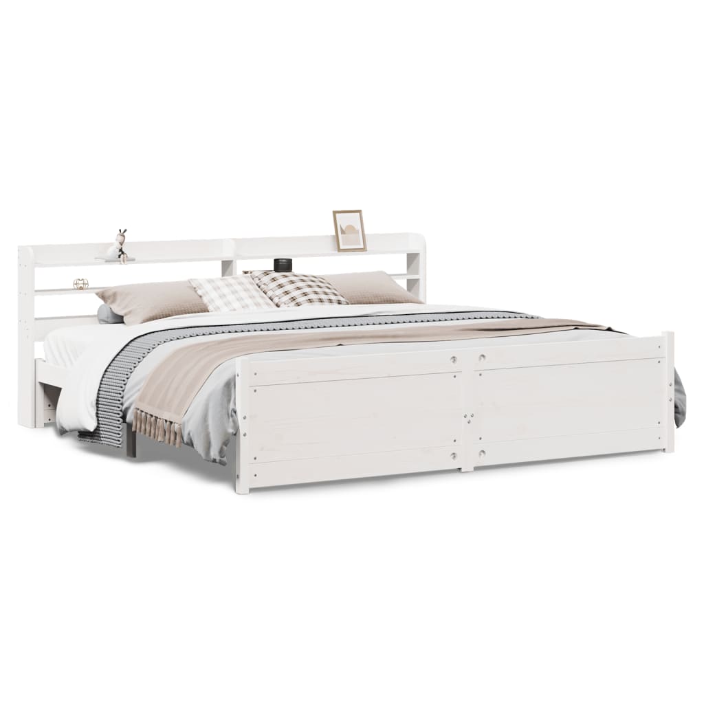 Bedframe met hoofdeinde zonder matras 180x200 cm wit