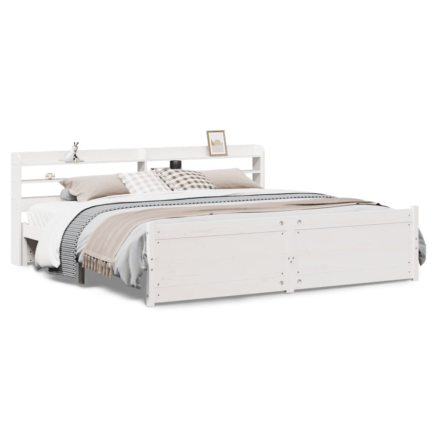 Bedframe met hoofdeinde zonder matras 180x200 cm wit