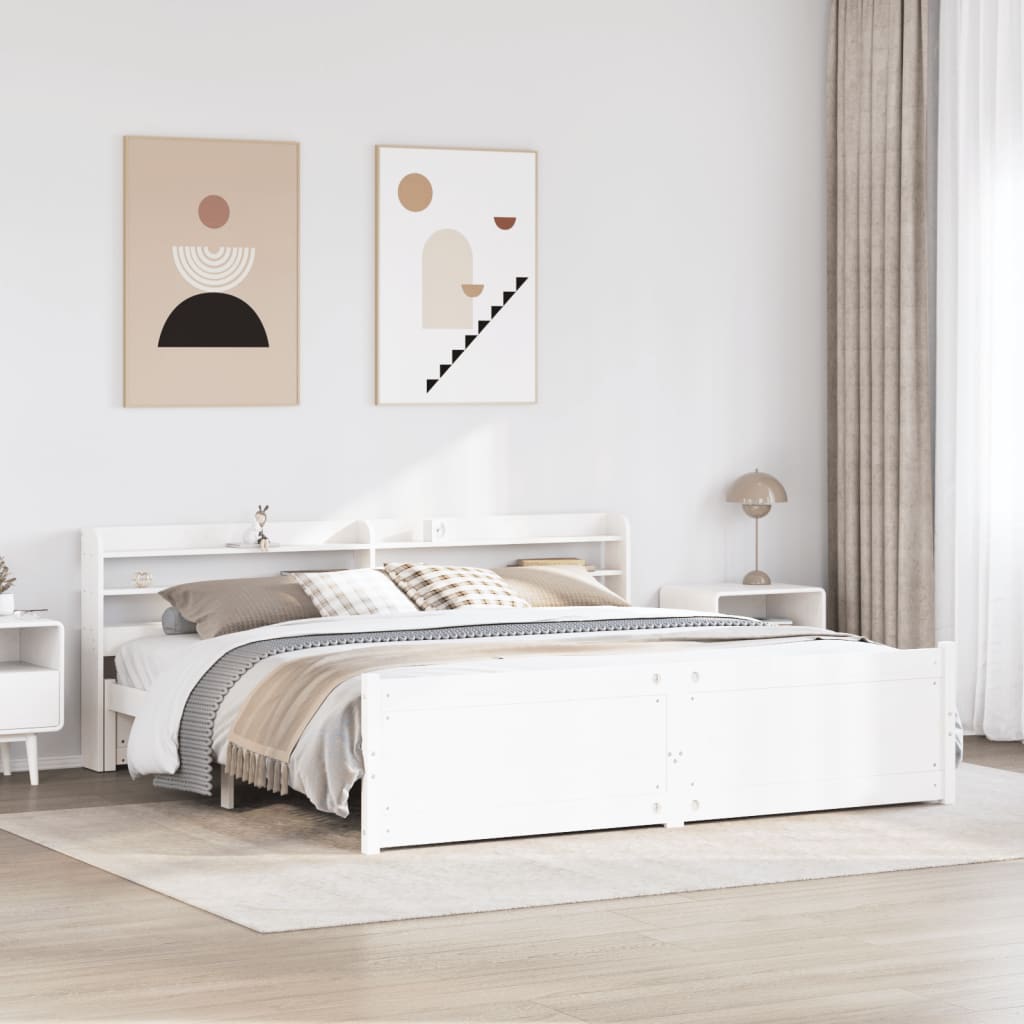 Bedframe met hoofdeinde zonder matras 180x200 cm wit