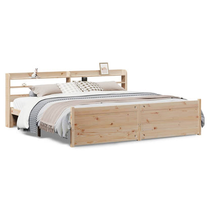 Bedframe Met Hoofdbord Massief Grenenhout 200 x 200 cm Bruin