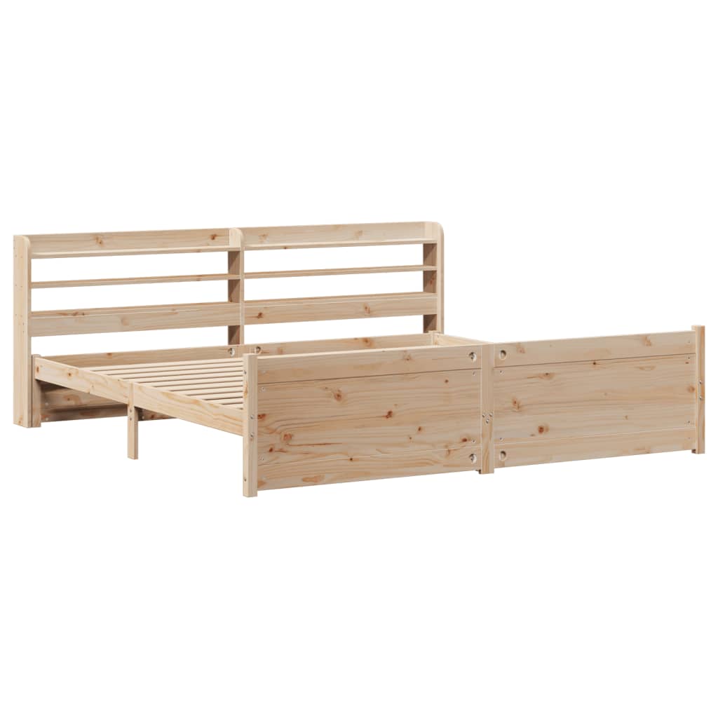 Bedframe Met Hoofdbord Massief Grenenhout 200 x 200 cm Bruin