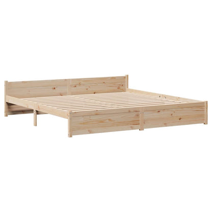 Bedframe Met Hoofdbord Massief Grenenhout 200 x 200 cm Bruin