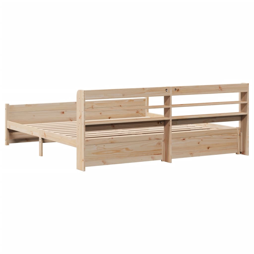 Bedframe Met Hoofdbord Massief Grenenhout 200 x 200 cm Bruin