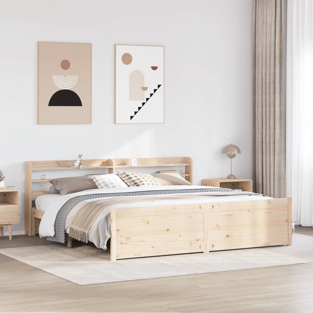 Bedframe Met Hoofdbord Massief Grenenhout 200 x 200 cm Bruin