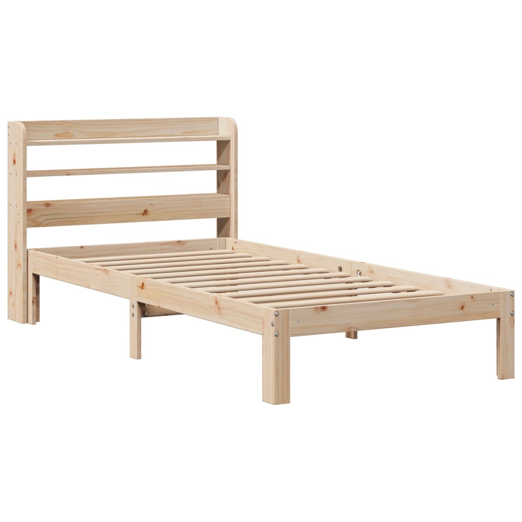 Bedframe met hoofdbord massief grenenhout 90x190 cm