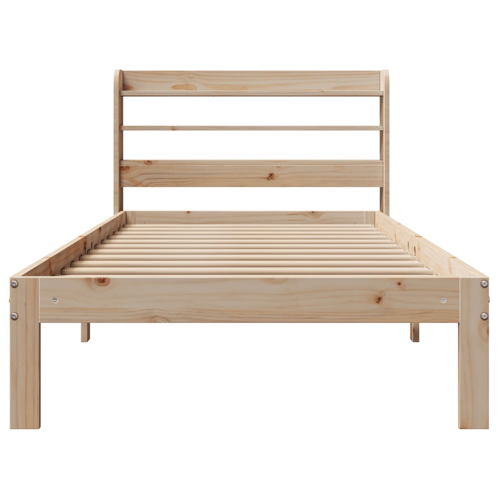 Bedframe met hoofdbord massief grenenhout 90x190 cm