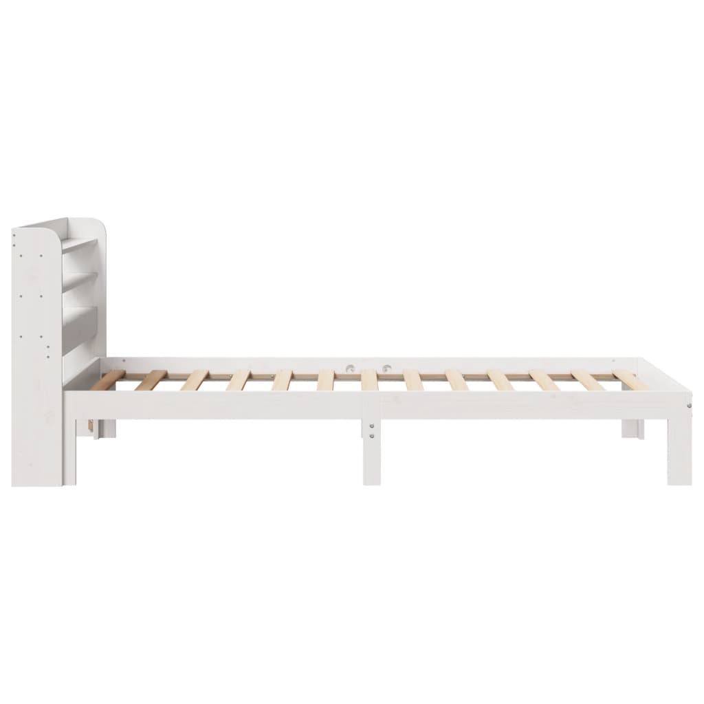 Bedframe met hoofdbord massief grenenhout wit 90x200 cm