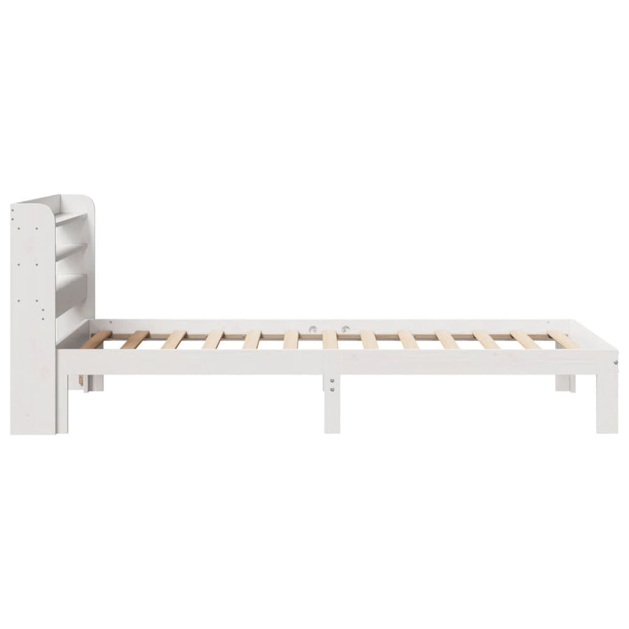 Bedframe met hoofdbord massief grenenhout wit 90x200 cm