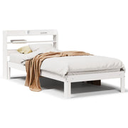 Bed frame with headboard without mattress 90x200 cm white