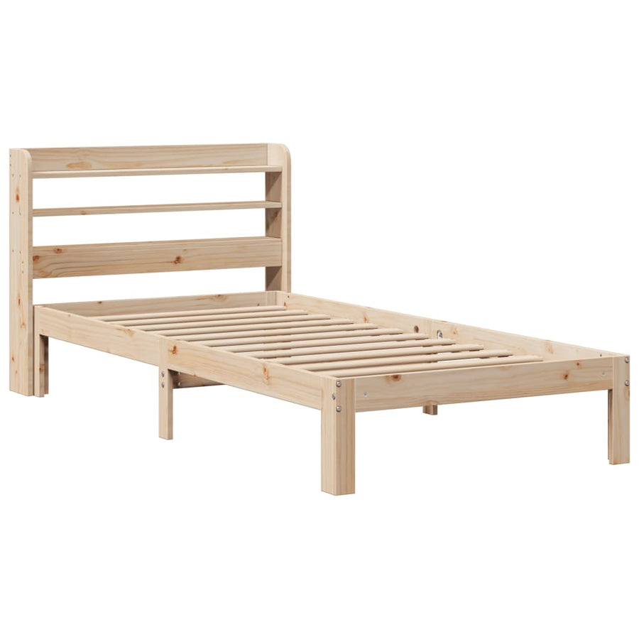 Bedframe Met Hoofdbord Massief Grenenhout 100 x 200 cm Naturel