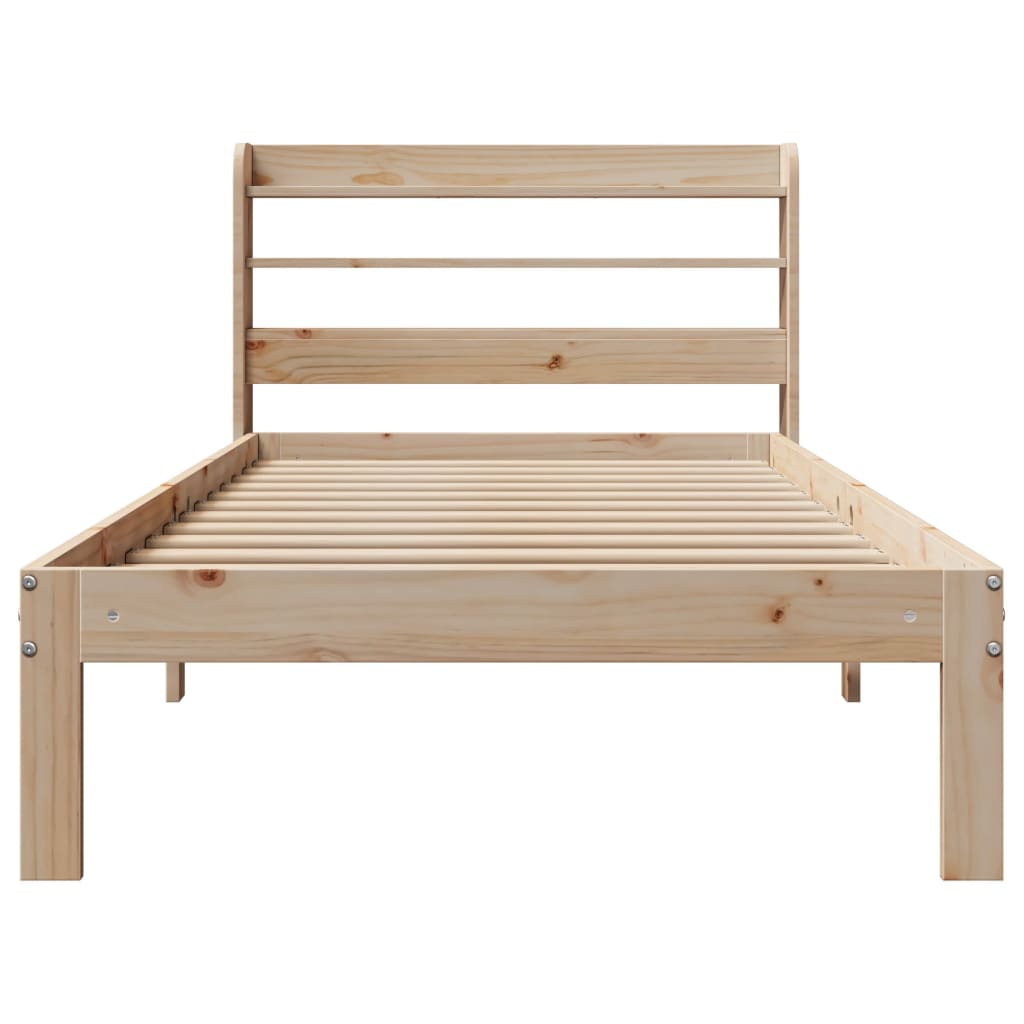 Bedframe Met Hoofdbord Massief Grenenhout 100 x 200 cm Naturel