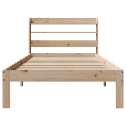 Bedframe Met Hoofdbord Massief Grenenhout 100 x 200 cm Naturel
