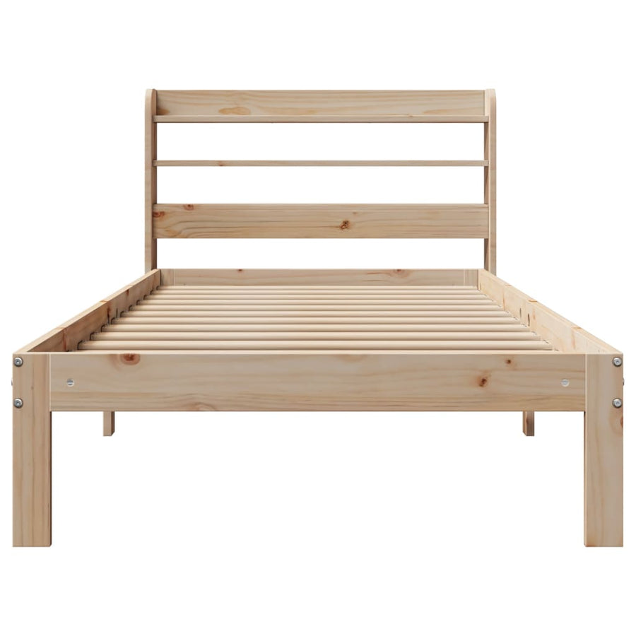 Bedframe Met Hoofdbord Massief Grenenhout 100 x 200 cm Naturel