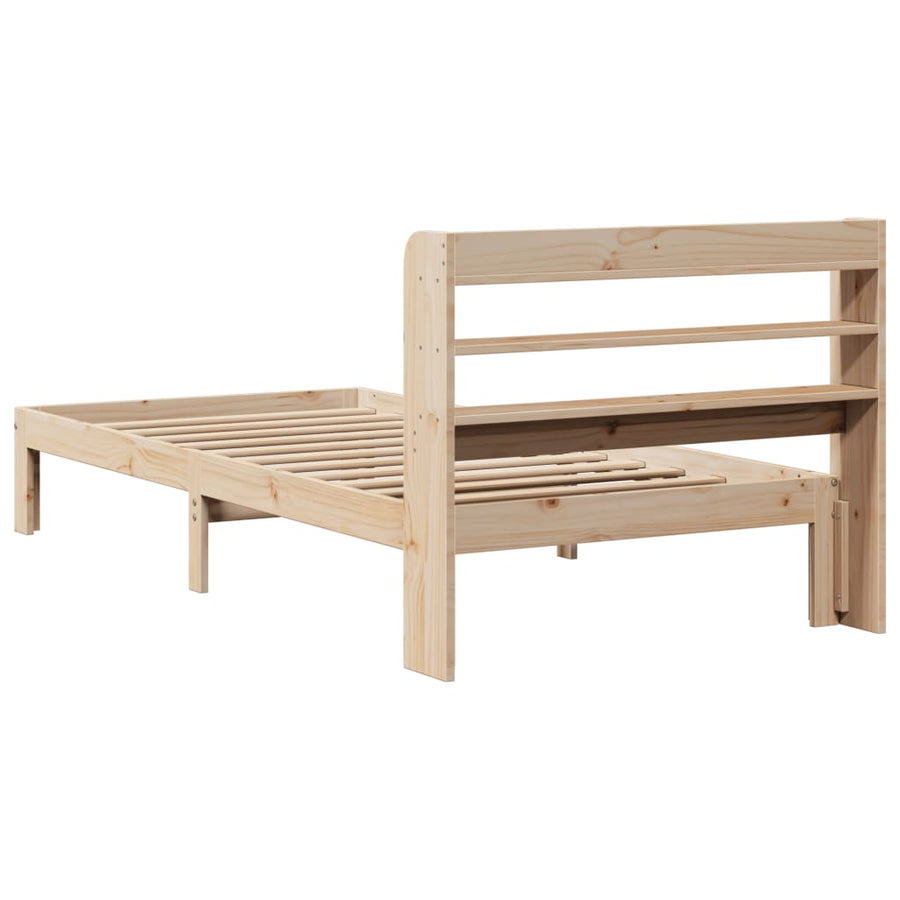 Bedframe Met Hoofdbord Massief Grenenhout 100 x 200 cm Naturel