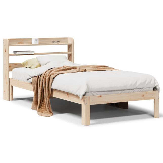 Bedframe met hoofdbord massief grenenhout 100x200 cm