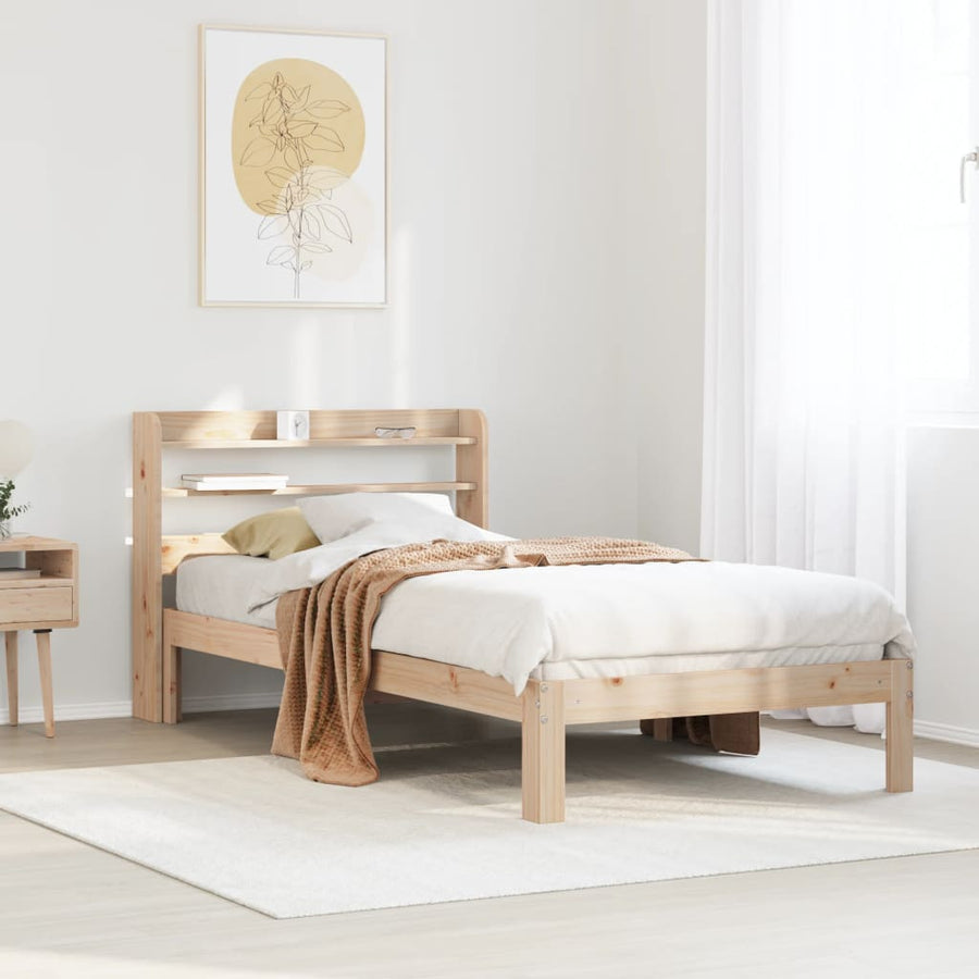 Bedframe Met Hoofdbord Massief Grenenhout 100 x 200 cm Naturel
