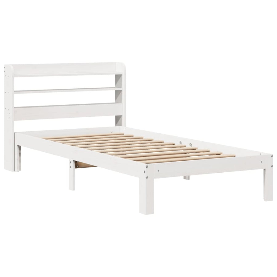 Bedframe met hoofdeinde 100x200 cm massief grenenhout wit